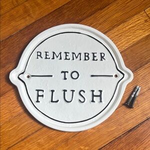 Hearth & Hand White and Black "Remember to Flush" Round Wall Sign